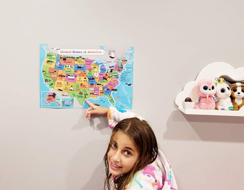 Pro Image Lines Kids United States Map | Wall Poster 13" x 19" US Map Premium Paper | 50 USA States w/Slogans & Images - Laminated - Image 5